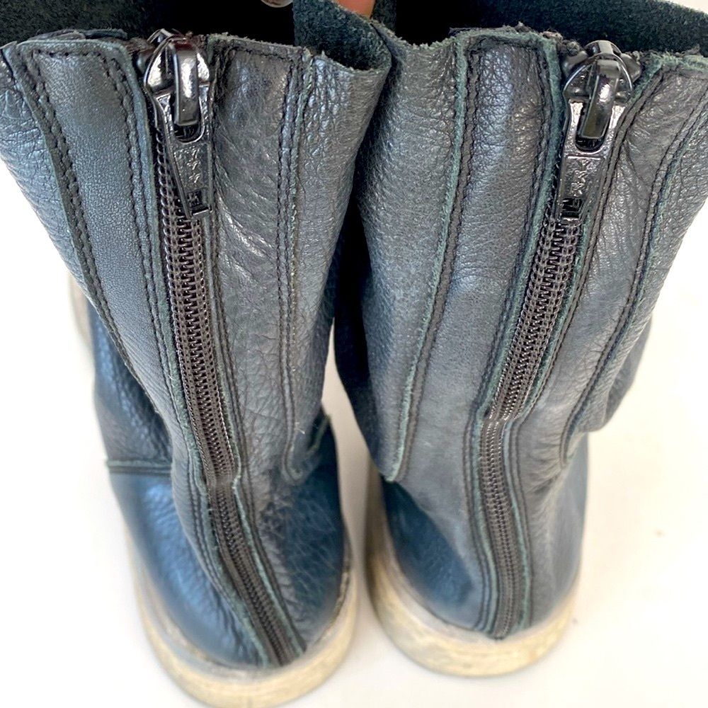 Free People Black Leather Combat Moto Boots Relaxed Shaft Slouchy sz 8 Boho Chic - Picture 6 of 16